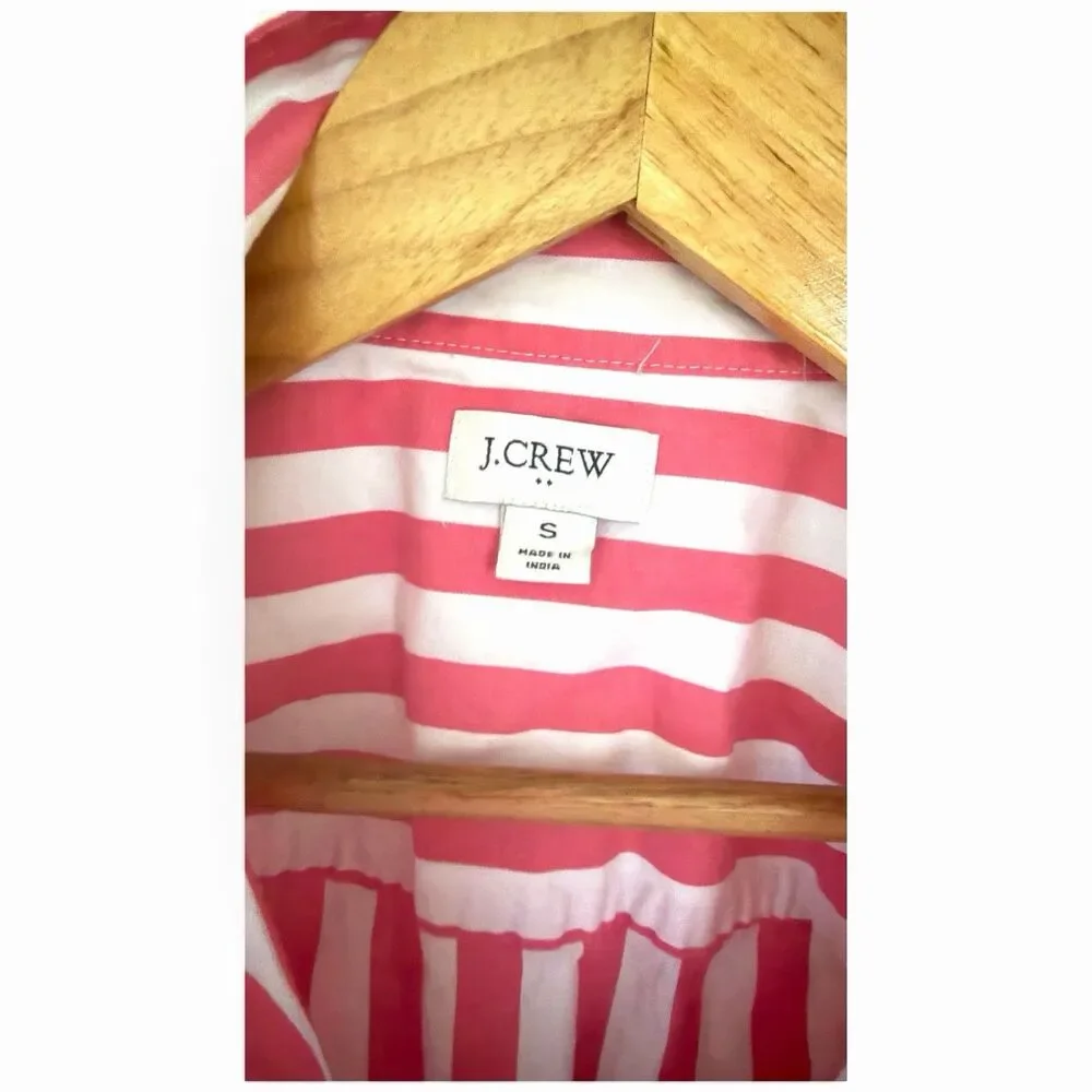 J.Crew Womens Small Pink White Striped Sleeveless Button Up Preppy Coastal Top